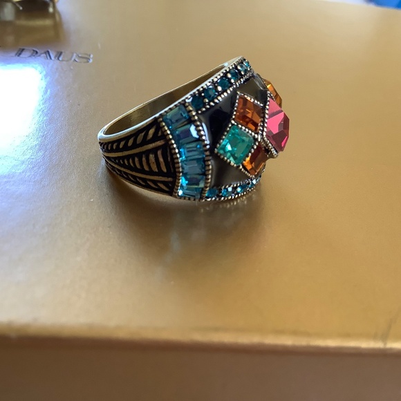 Heidi Daus Set Master Clasp Earrings and Ring Multi Colored Pierced Ring SZ 10 - Picture 9 of 15
